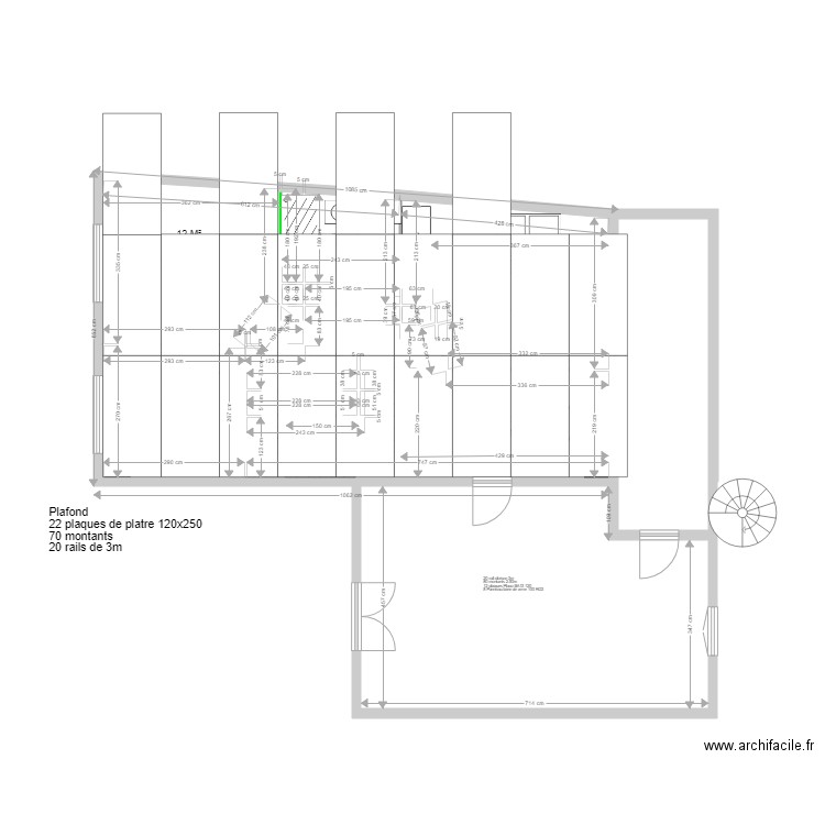 Maison 1er etage placo plafond. Plan de 0 pièce et 0 m2