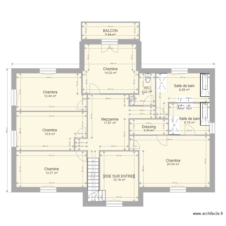 fossi etage 3. Plan de 12 pièces et 130 m2