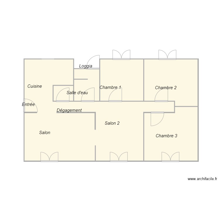 Croquis DA SILVA. Plan de 6 pièces et 36 m2