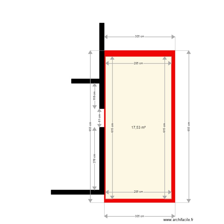 plan 1e. Plan de 1 pièce et 18 m2