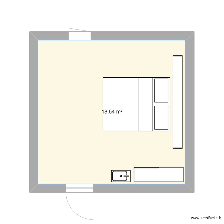 test plan chambre . Plan de 1 pièce et 19 m2