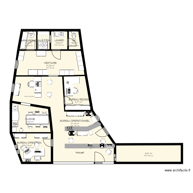 poste . Plan de 0 pièce et 0 m2