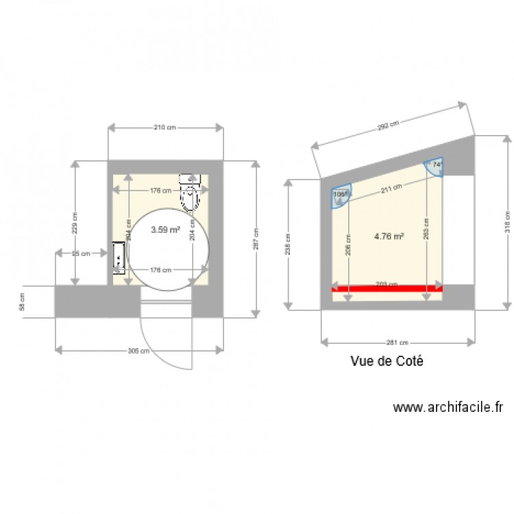 Projet WC Handicapé Perthes. Plan de 0 pièce et 0 m2