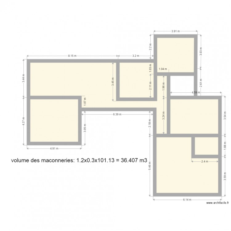 volume des maconneries de surelevement. Plan de 0 pièce et 0 m2