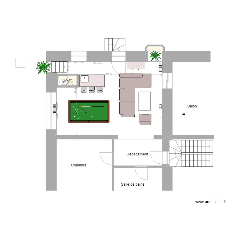 studio BIS. Plan de 2 pièces et 1 m2