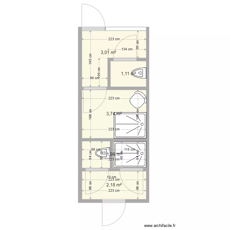 20 pieds Vestiaire TC propo 1 double. Plan de 