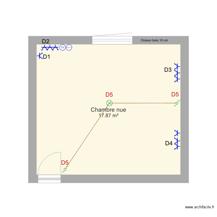 Chambre bas nu. Plan de 0 pièce et 0 m2