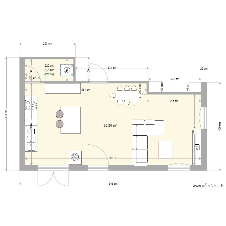 PLAN 2. Plan de 2 pièces et 30 m2