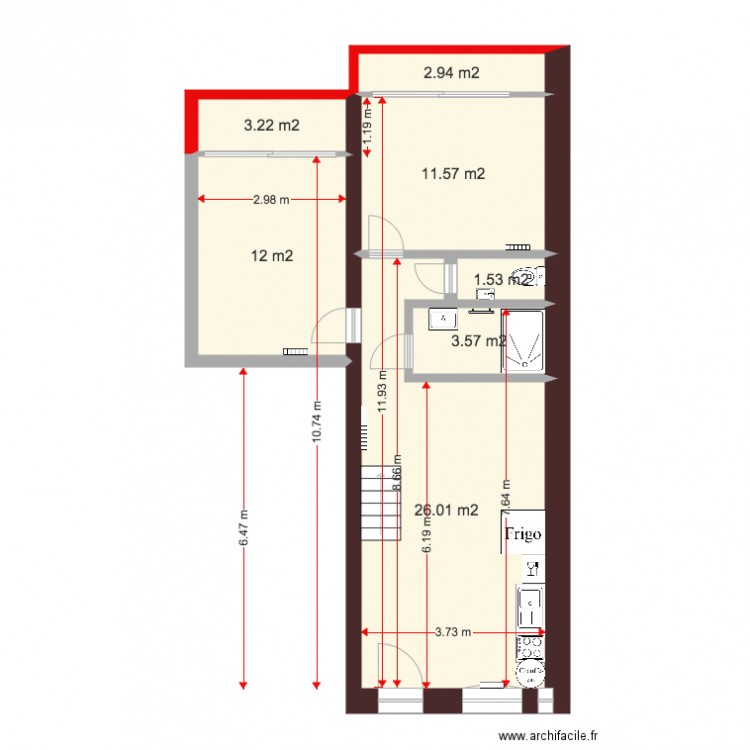 162 bat cour haut droite chauffage. Plan de 0 pièce et 0 m2