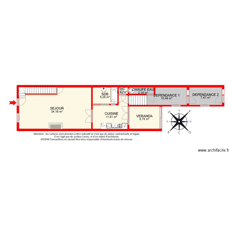 BI9203 RDC . Plan de 9 pièces et 84 m2