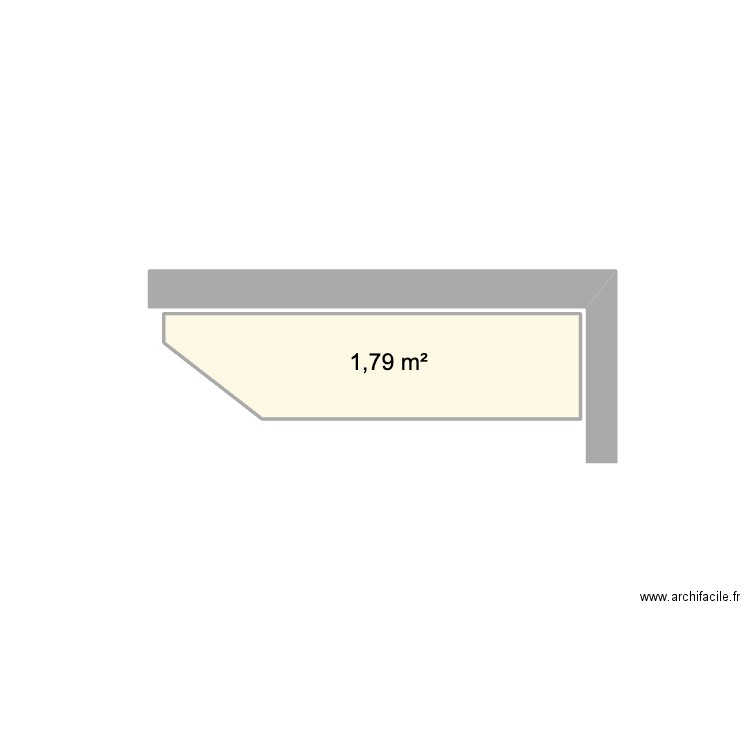 bureau 3. Plan de 1 pièce et 2 m2