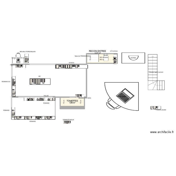 RDC SALVETAT. Plan de 2 pièces et 4 m2