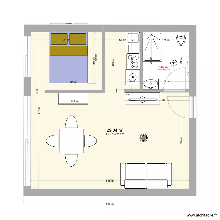 T1 r&eacute;novation. Plan de 