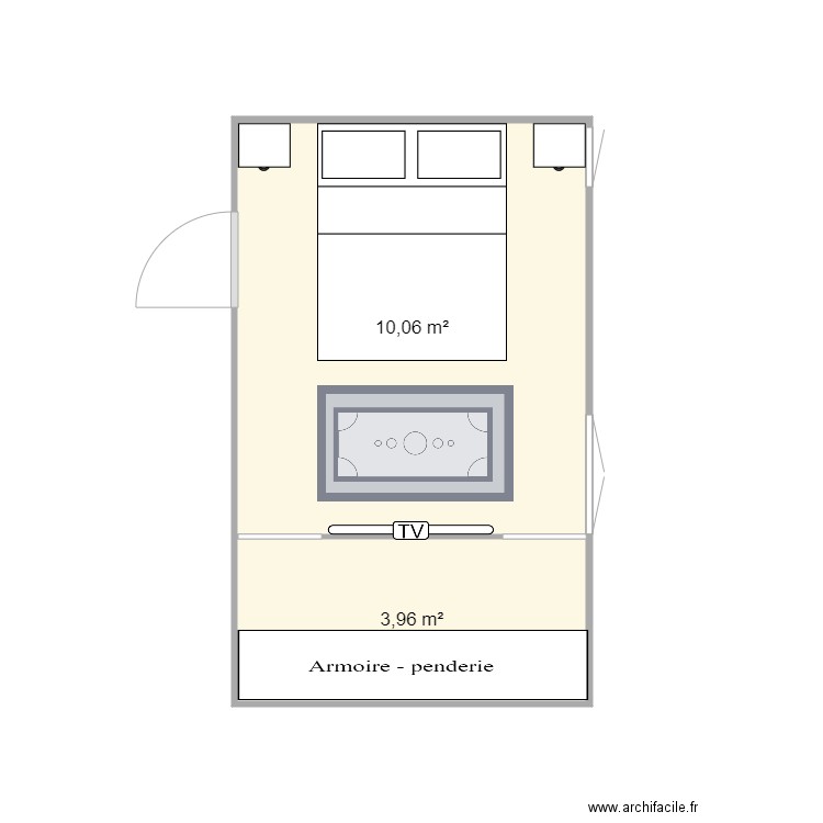 PLAN CHAMBRE. Plan de 2 pièces et 14 m2