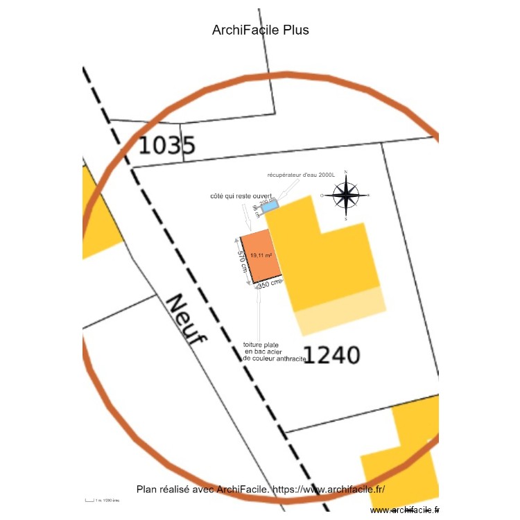 vincent chapelle abri de jardin. Plan de 1 pièce et 2 m2