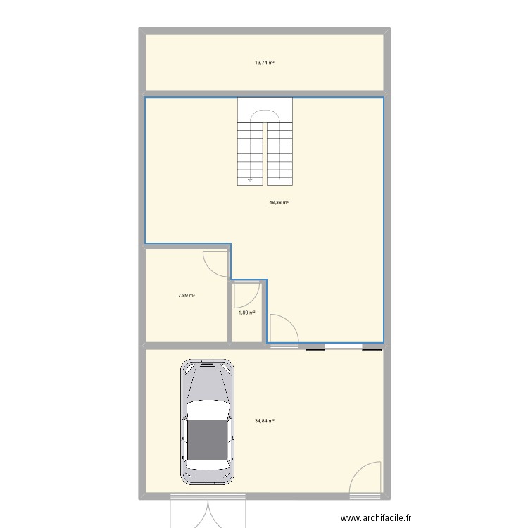 garziz. Plan de 5 pièces et 107 m2