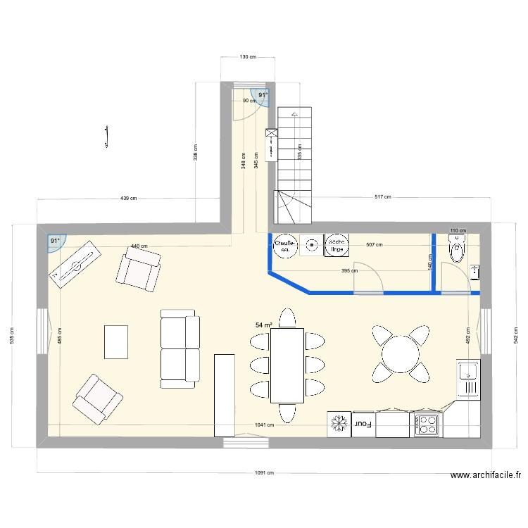 appart 5 - 60m² + duplex buanderie. Plan de 1 pièce et 54 m2