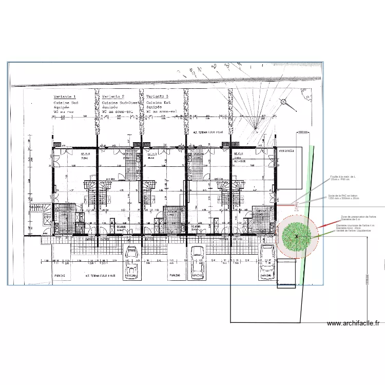 Installation PAC air eau ext&eacute;rieure Chemin des Quoattes  1285 Avusy. Plan de 