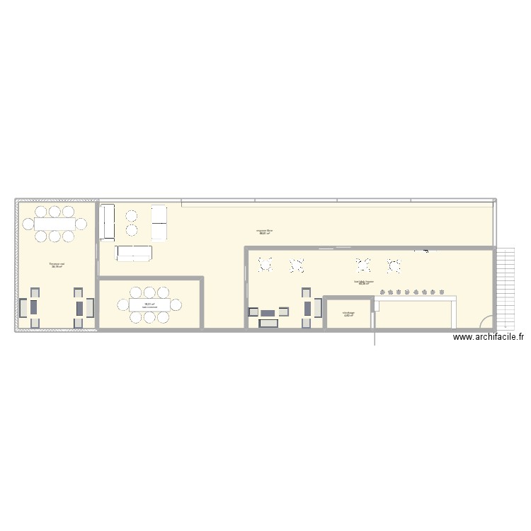 VUE DESSUS PLANCHER. Plan de 5 pièces et 213 m2