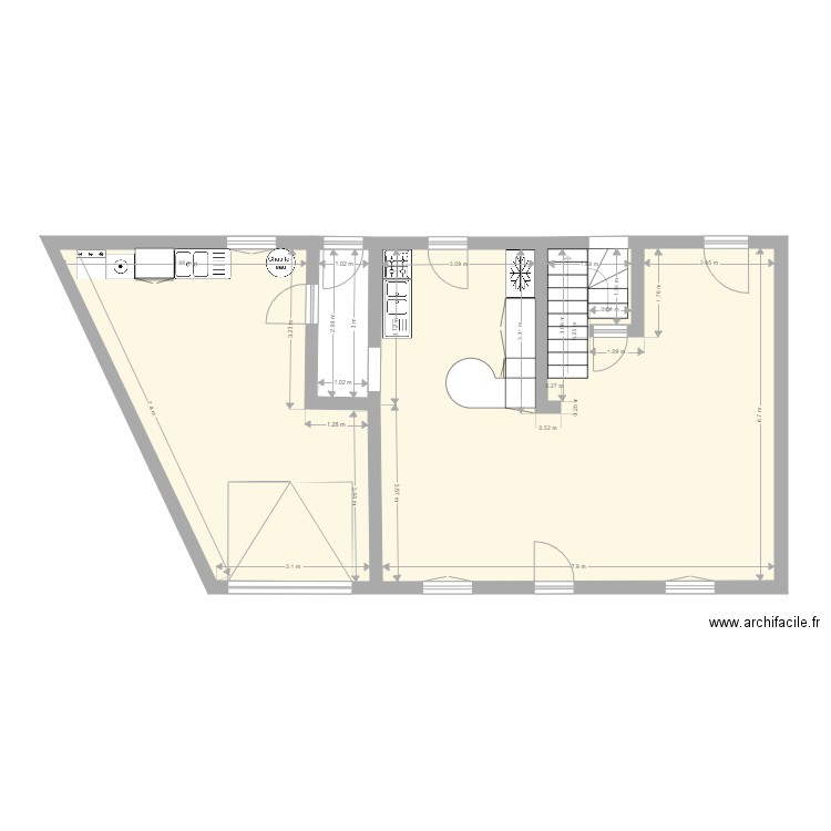 plan modifié WC. Plan de 0 pièce et 0 m2