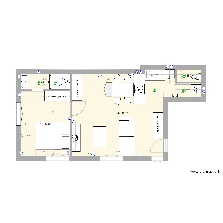Appartement lechapelais. Plan de 4 pièces et 42 m2