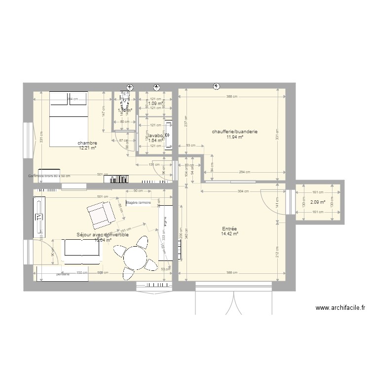 etage 2. Plan de 8 pièces et 61 m2