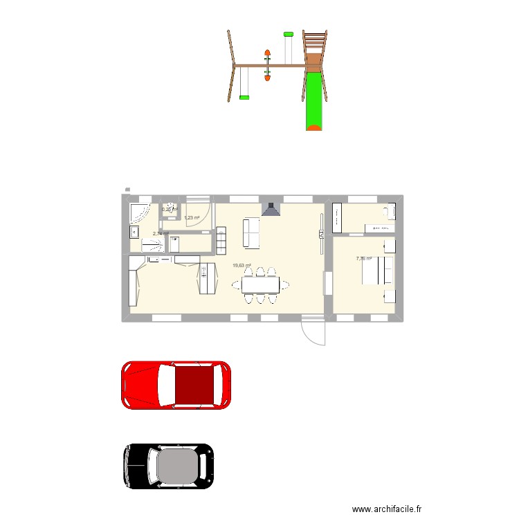 maison. Plan de 5 pièces et 32 m2