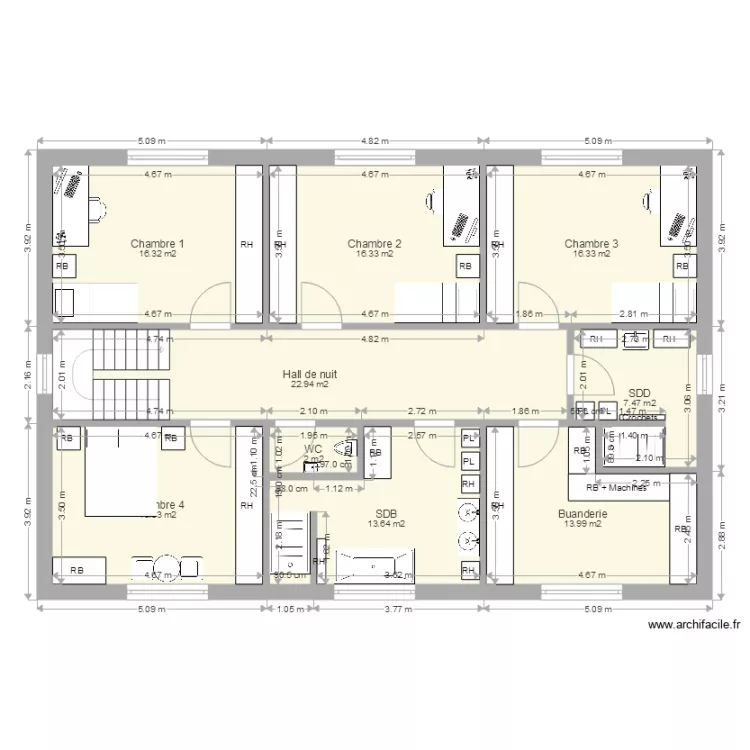 Maison Etage 18. Plan de 