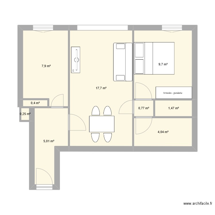 Léo. Plan de 9 pièces et 47 m2