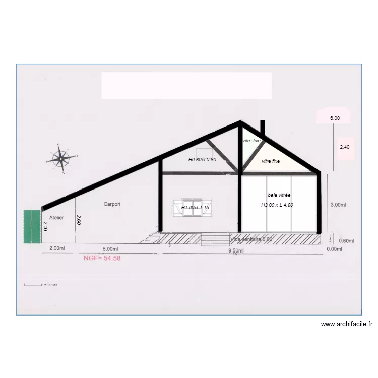 facade NORD chalet 50       Ee. Plan de 