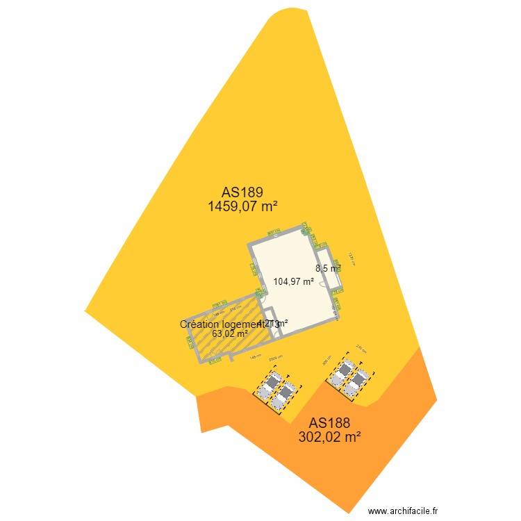 Plan Biga - DP. Plan de 4 pièces et 181 m2