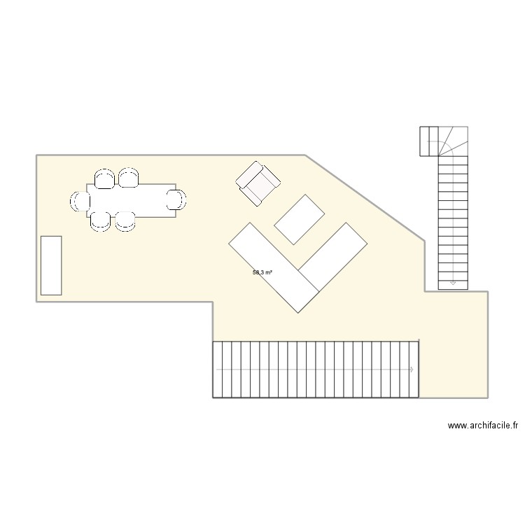 terrasse canapé d angle table 10 places. Plan de 1 pièce et 58 m2
