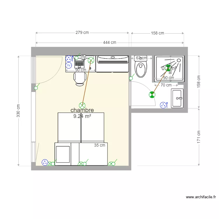 CHAMBRES 22 A 42. Plan de 