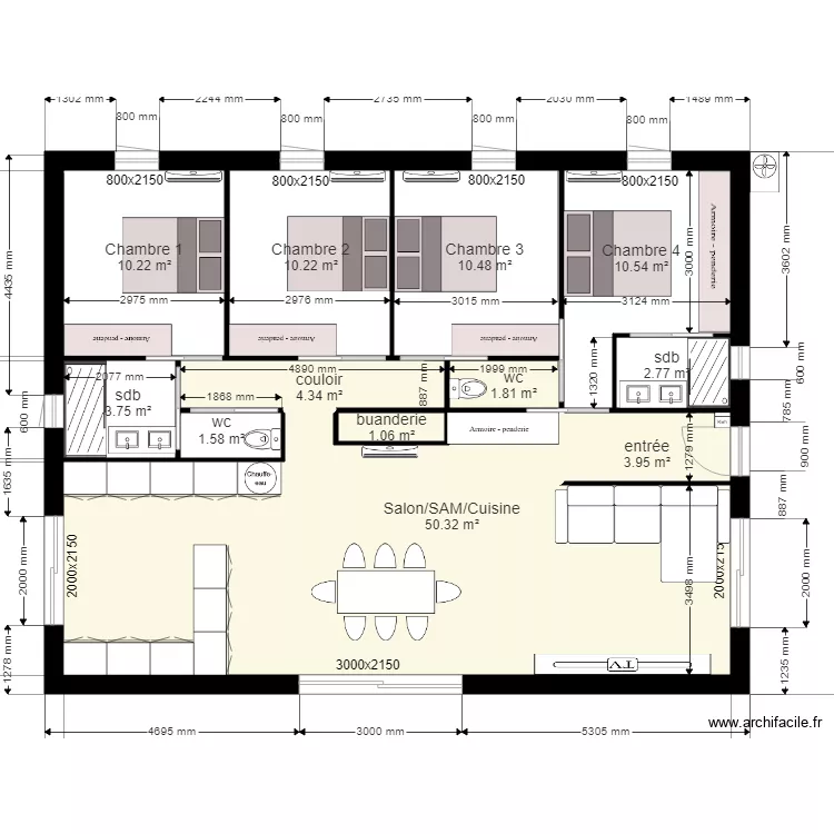 plein pieds t5. Plan de 