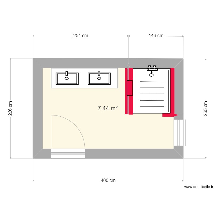 SDB1. Plan de 1 pièce et 7 m2