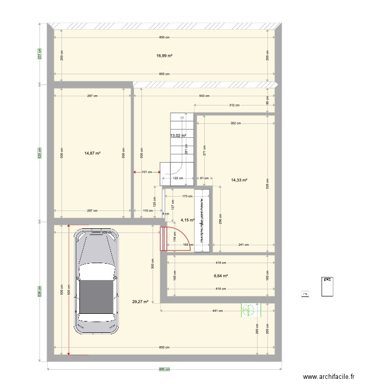 Deneuville RDC. Plan de 7 pièces et 99 m2