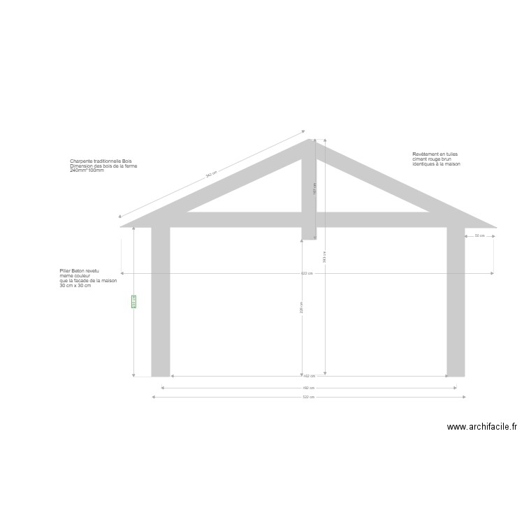 Plan vue depuis coté NORD. Plan de 0 pièce et 0 m2