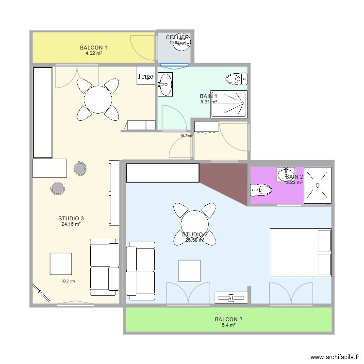 Studios 231. Plan de 0 pièce et 0 m2