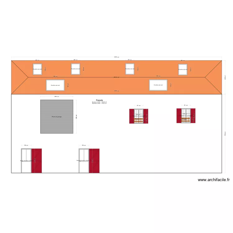 Fa&ccedil;ade Fenil Ouest. Plan de 