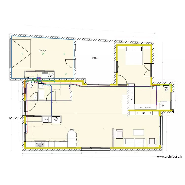 R&eacute;seau d'eau alimentaire. Plan de 