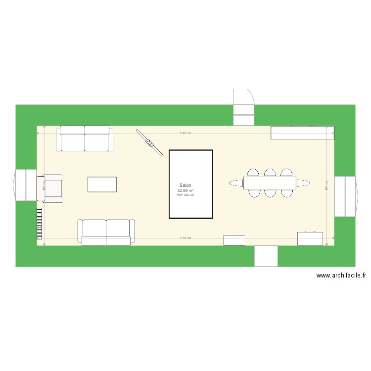 Plan salon salle à manger. Plan de 0 pièce et 0 m2