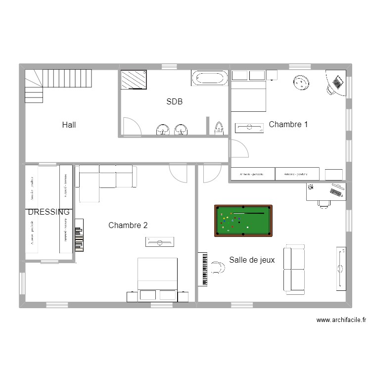 Etage 2. Plan de 6 pièces et 148 m2