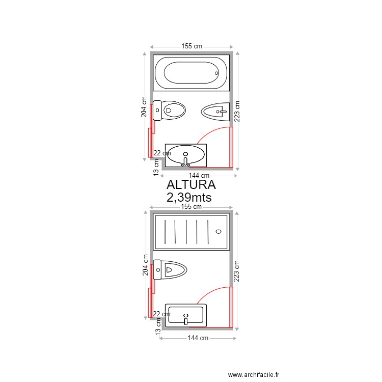 CRISTIAN SASTRE. Plan de 2 pièces et 6 m2