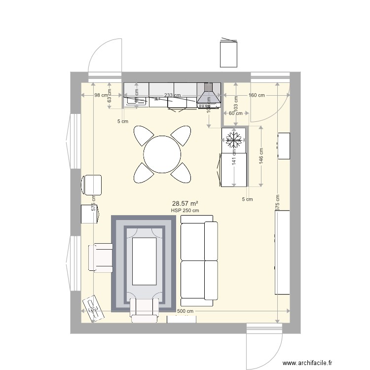 Plan cuisine salon. Plan de 0 pièce et 0 m2
