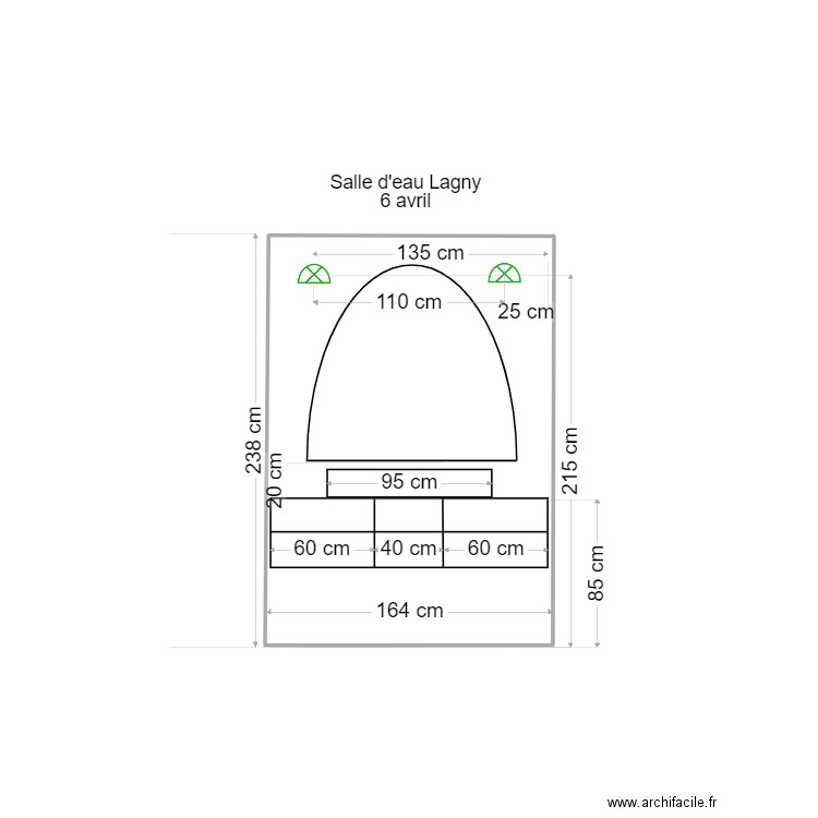 meuble vasque Décosse. Plan de 1 pièce et 4 m2