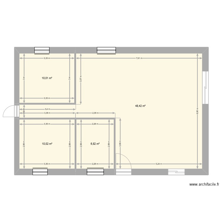 salon 2. Plan de 4 pièces et 75 m2