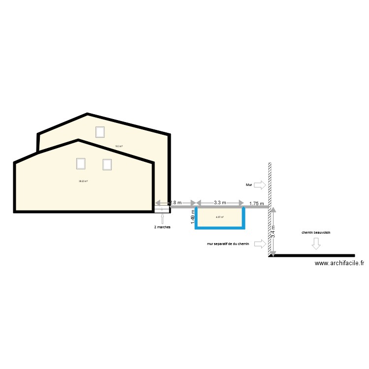 vu de profile. Plan de 0 pièce et 0 m2