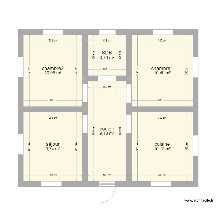 plan_pfe. Plan de 6 pièces et 53 m2