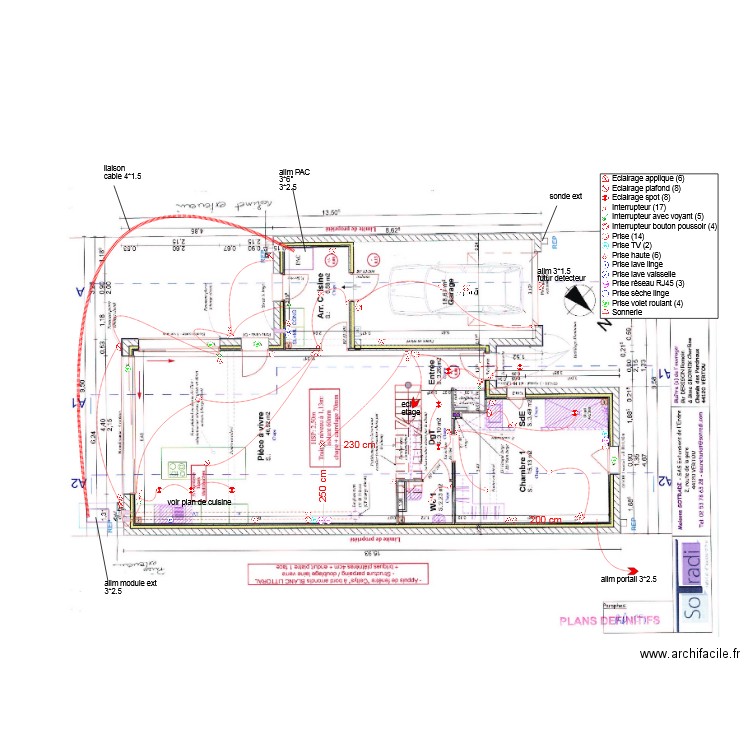 paln elec RDC DERIGON. Plan de 0 pièce et 0 m2