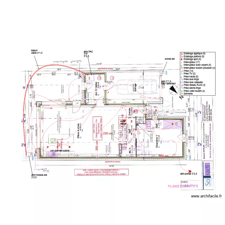paln elec RDC DERIGON. Plan de 